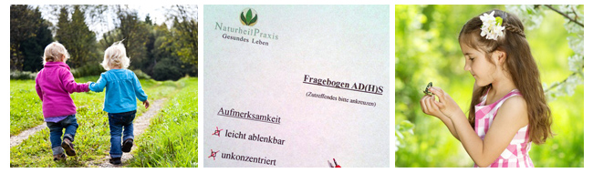 Fotoleiste: Freundinnen beim Waldspaziergang © kristall - Fotolia.com | Fragebogen ADHS © Daniela Schwinn | Girl with butterfly © Halfpoint - Fotolia.com